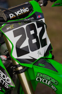 Number plate for MaddParts.com Kawasaki rider Bubba Pauli. 