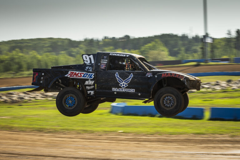 athlete in the air at race