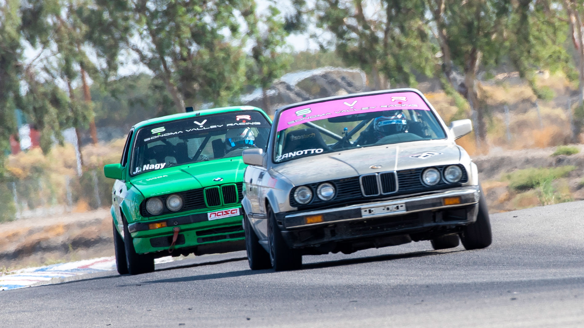 Two BMWs racing