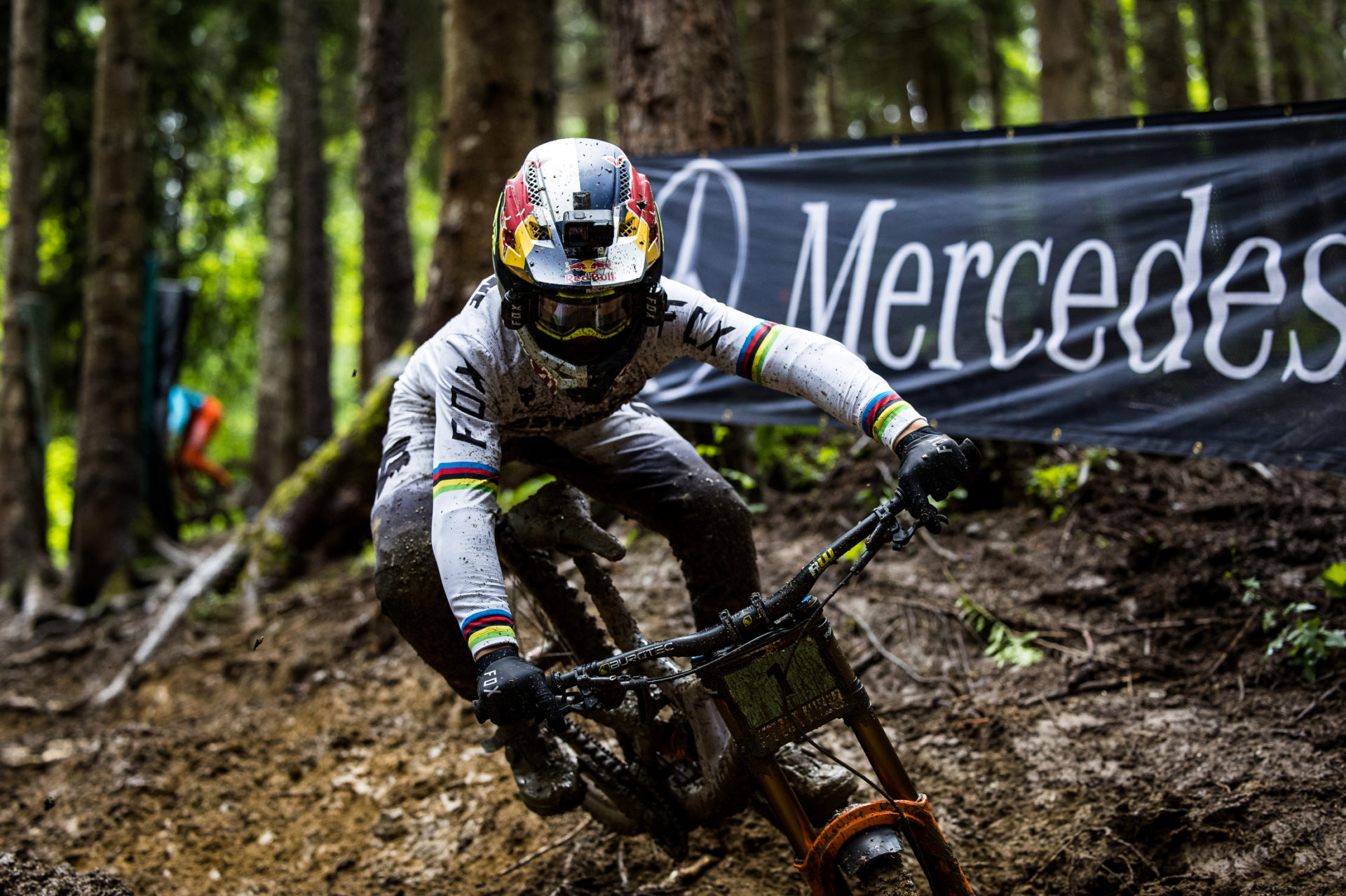 Jackson having a muddy run at Leogang