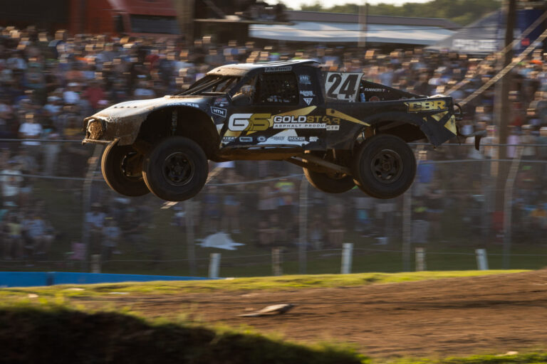 athlete in the air at race