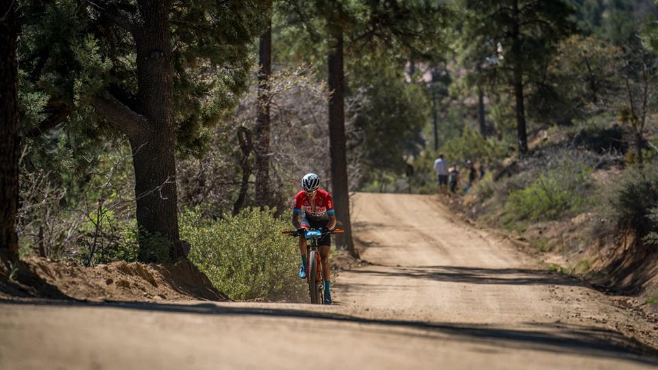Swenson all alone grinding up the grade.