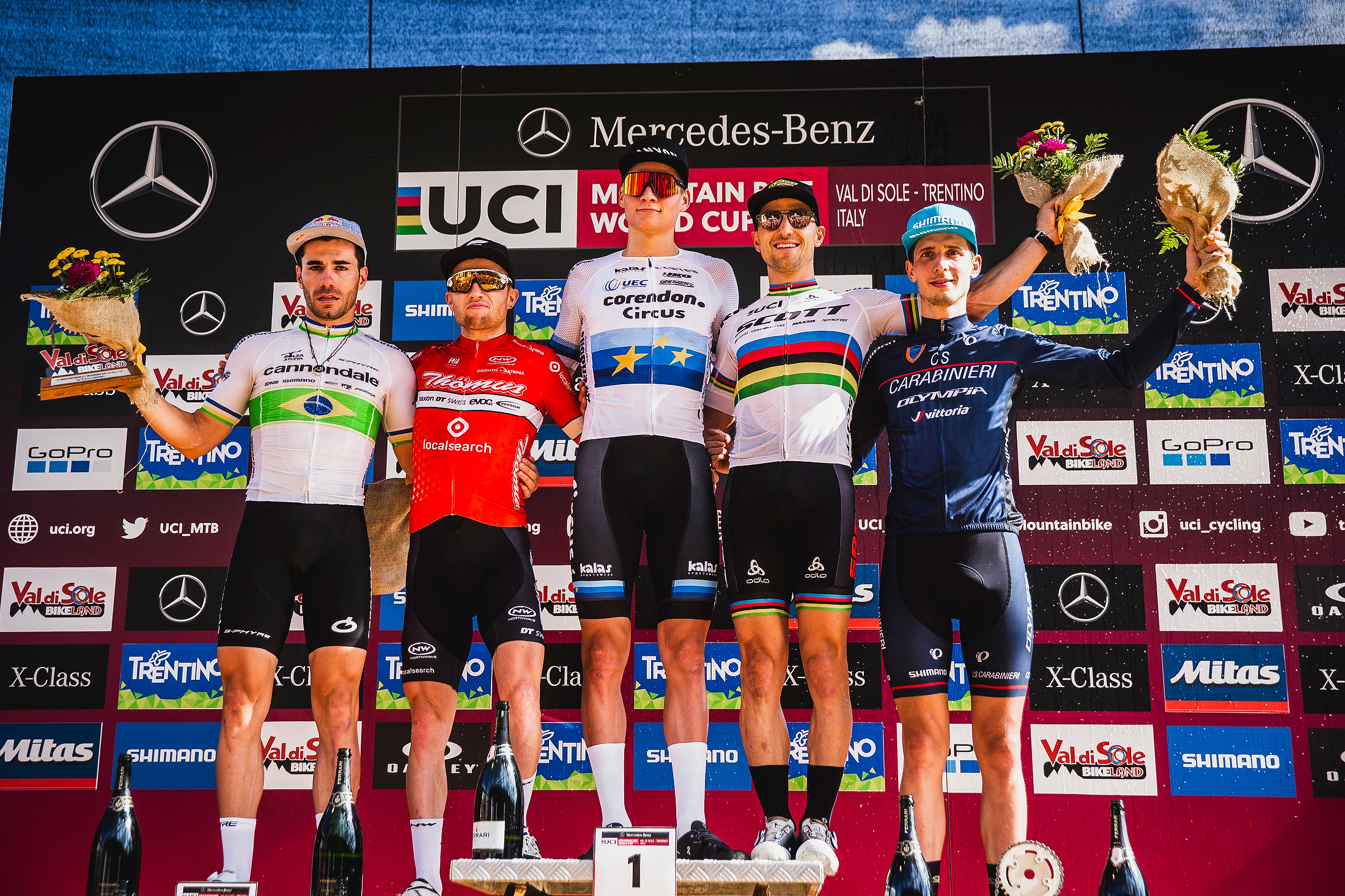 Van der Poel and Schurter on the two top steps of the Men's Elite podium.