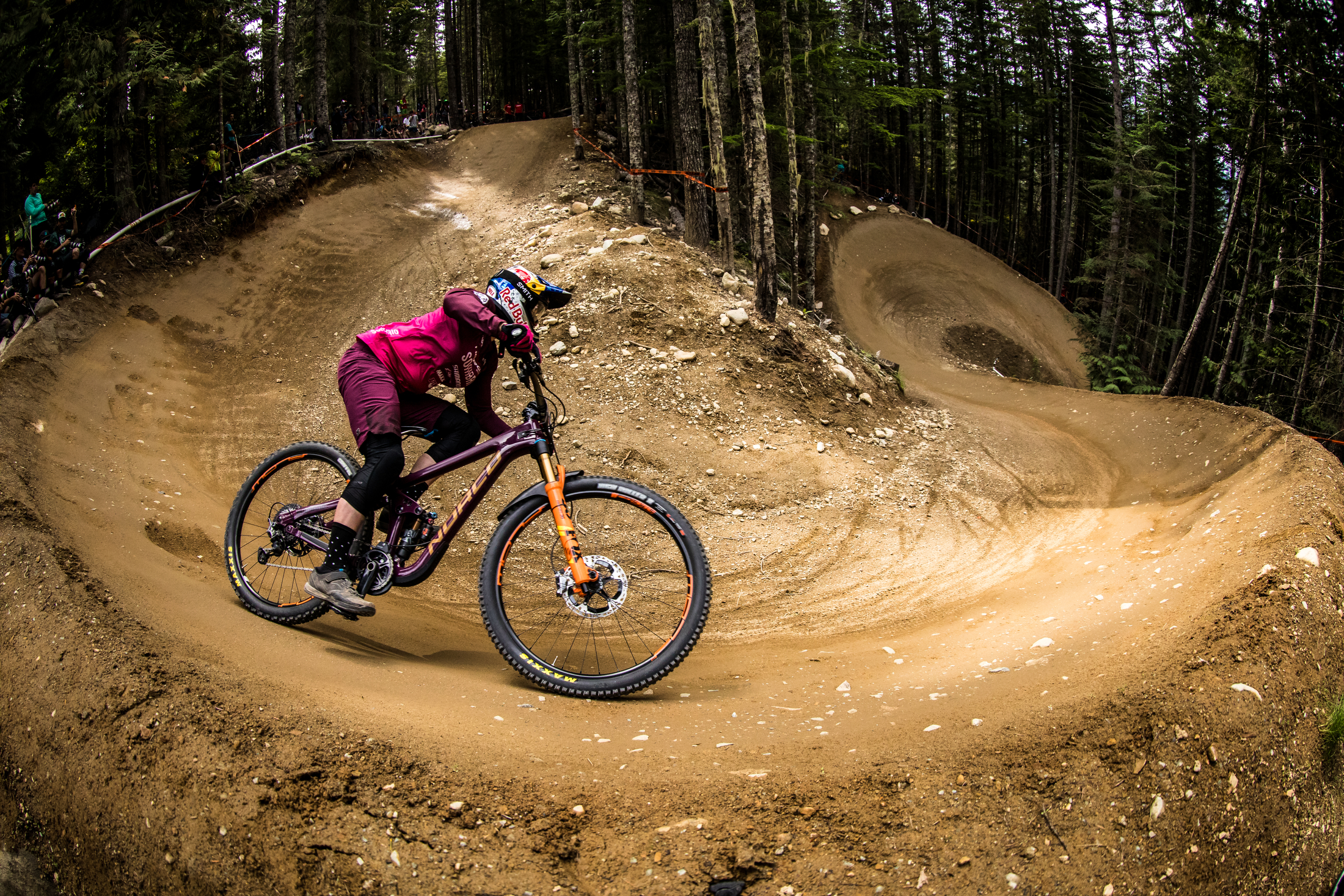 Jill Kintner carves through the berms on A-Line.