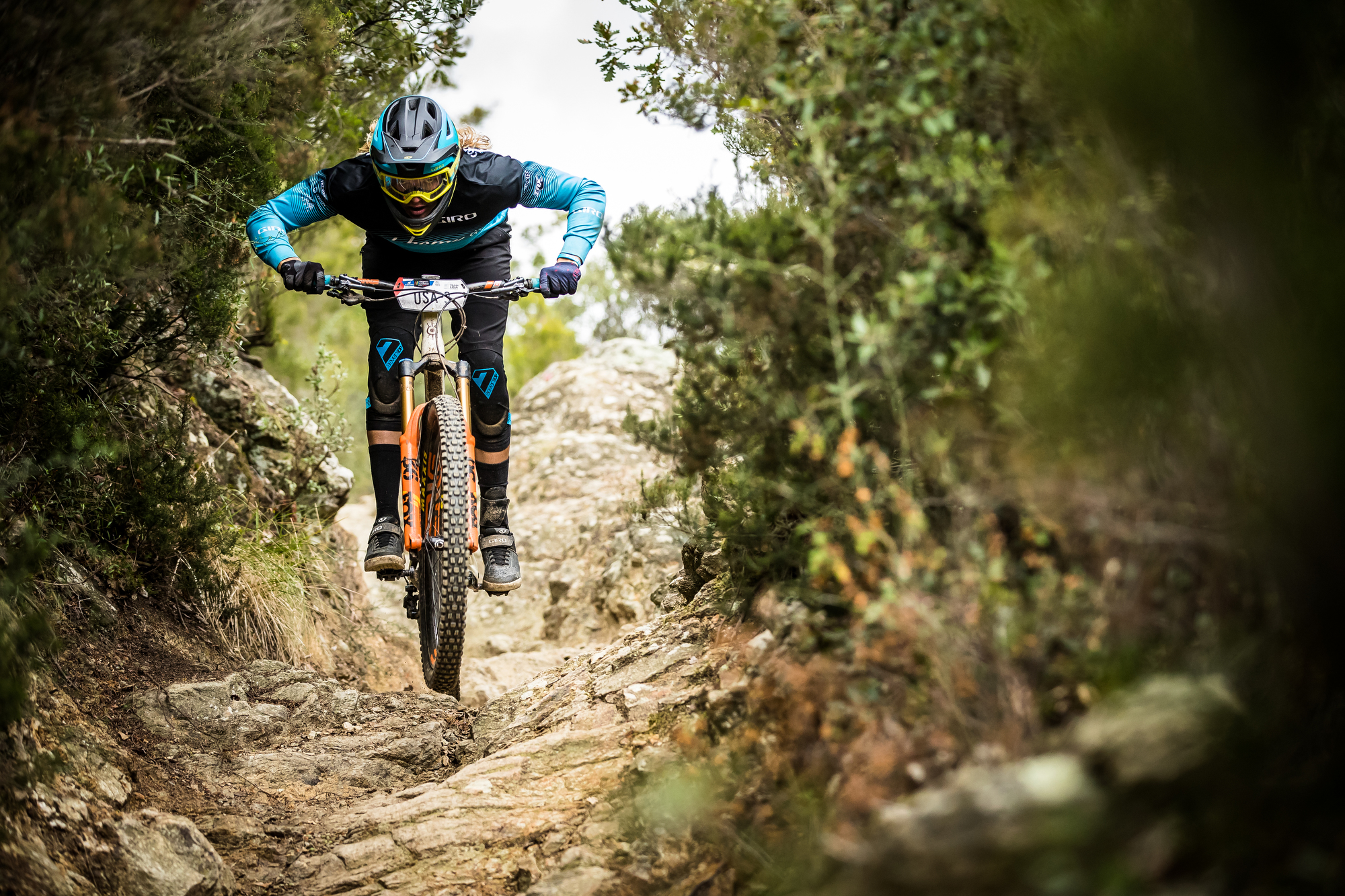 Eyes up and elbows out as Cody Kelley flies into a chute.