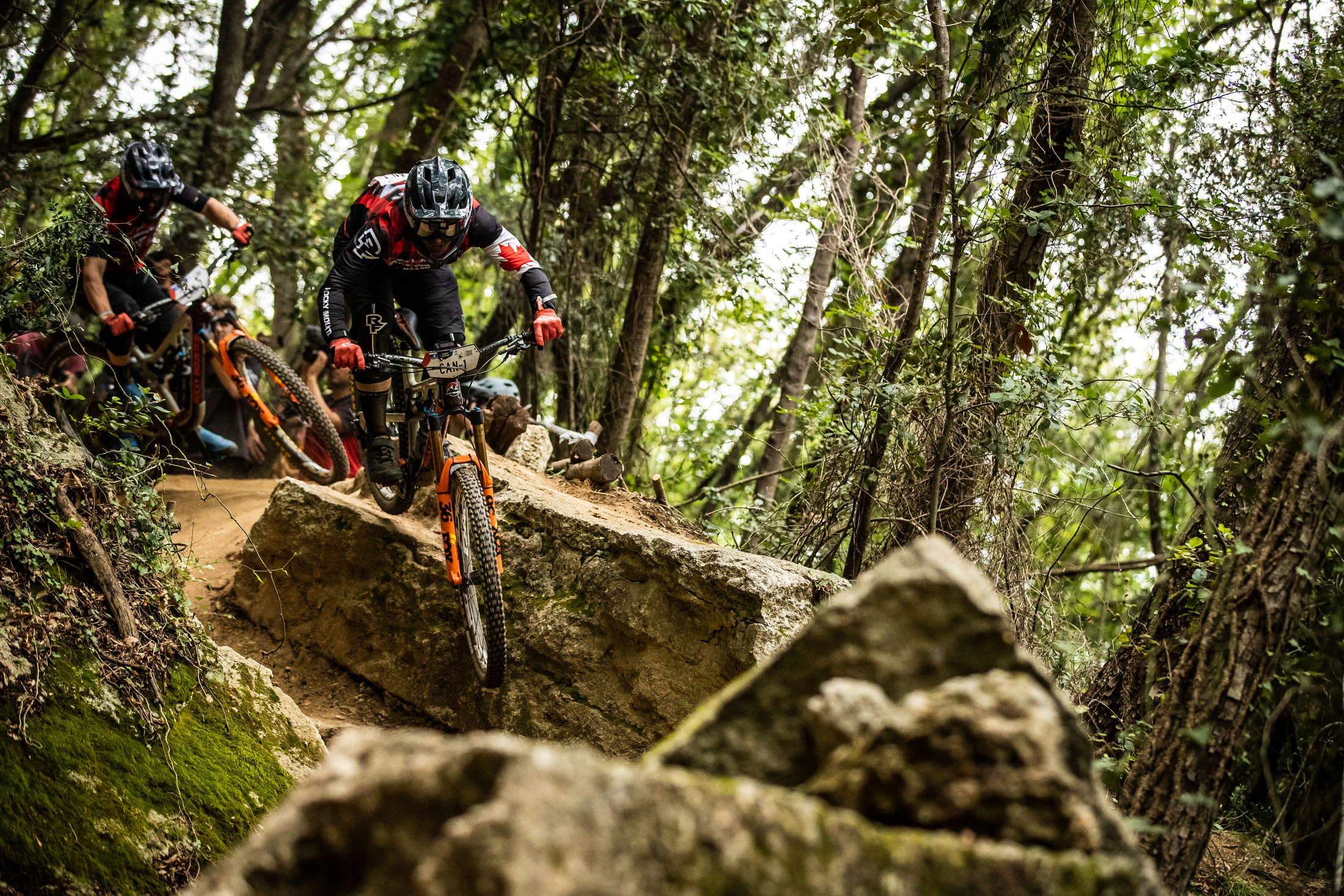 The Rocky Mountain teammates of Remi Gauvin and Jesse Melamed run nose to tail.