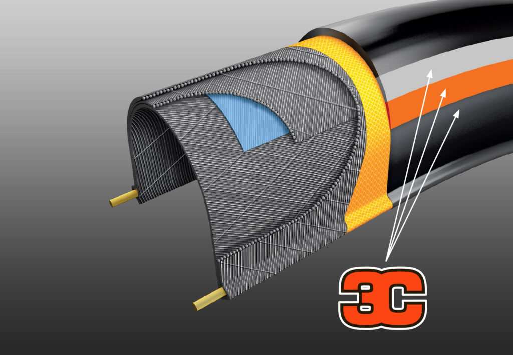 Diagram of Maxxis 3C road bicycle tire compound.