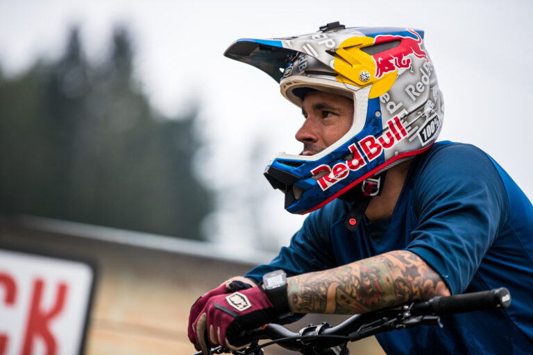 Rider in Red Bull helmet
