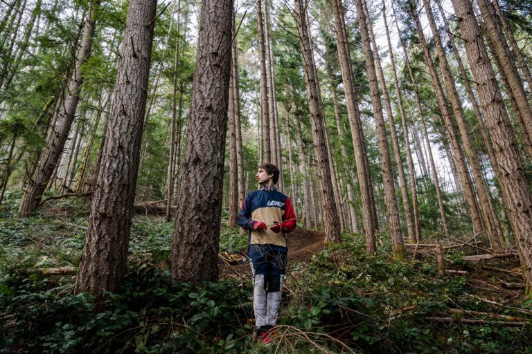 Reece posing in the woods