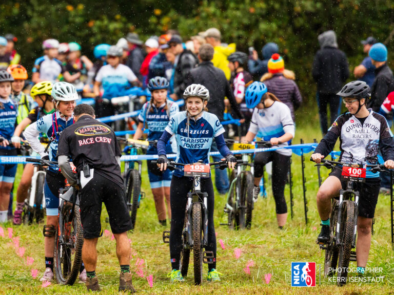 Girl riders at a NICA race