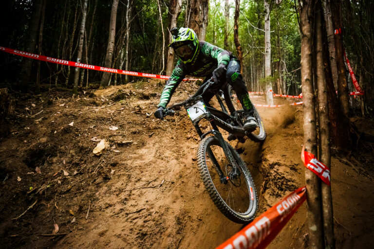 Canyon team member kicking up dirt