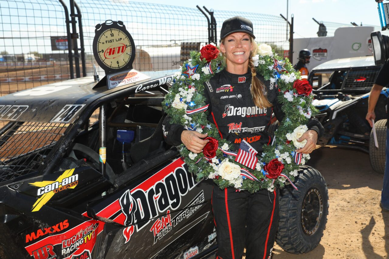 Driver Corry Weller after winning LOORRS championship.