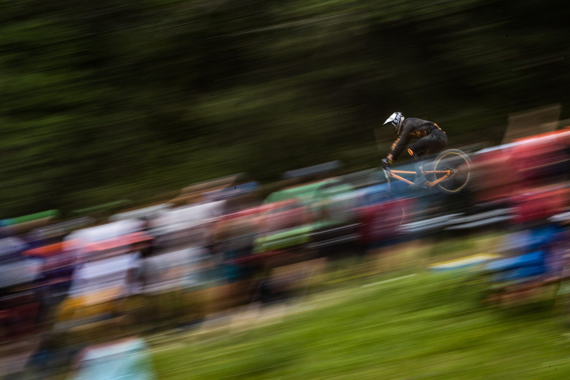Rider sending it down the Les Gets World Cup course