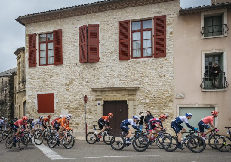 Road racers in a large pack