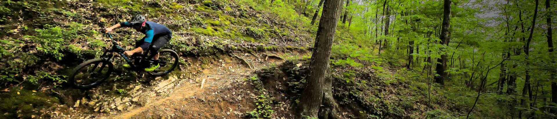 Brice taking the high line on a trail
