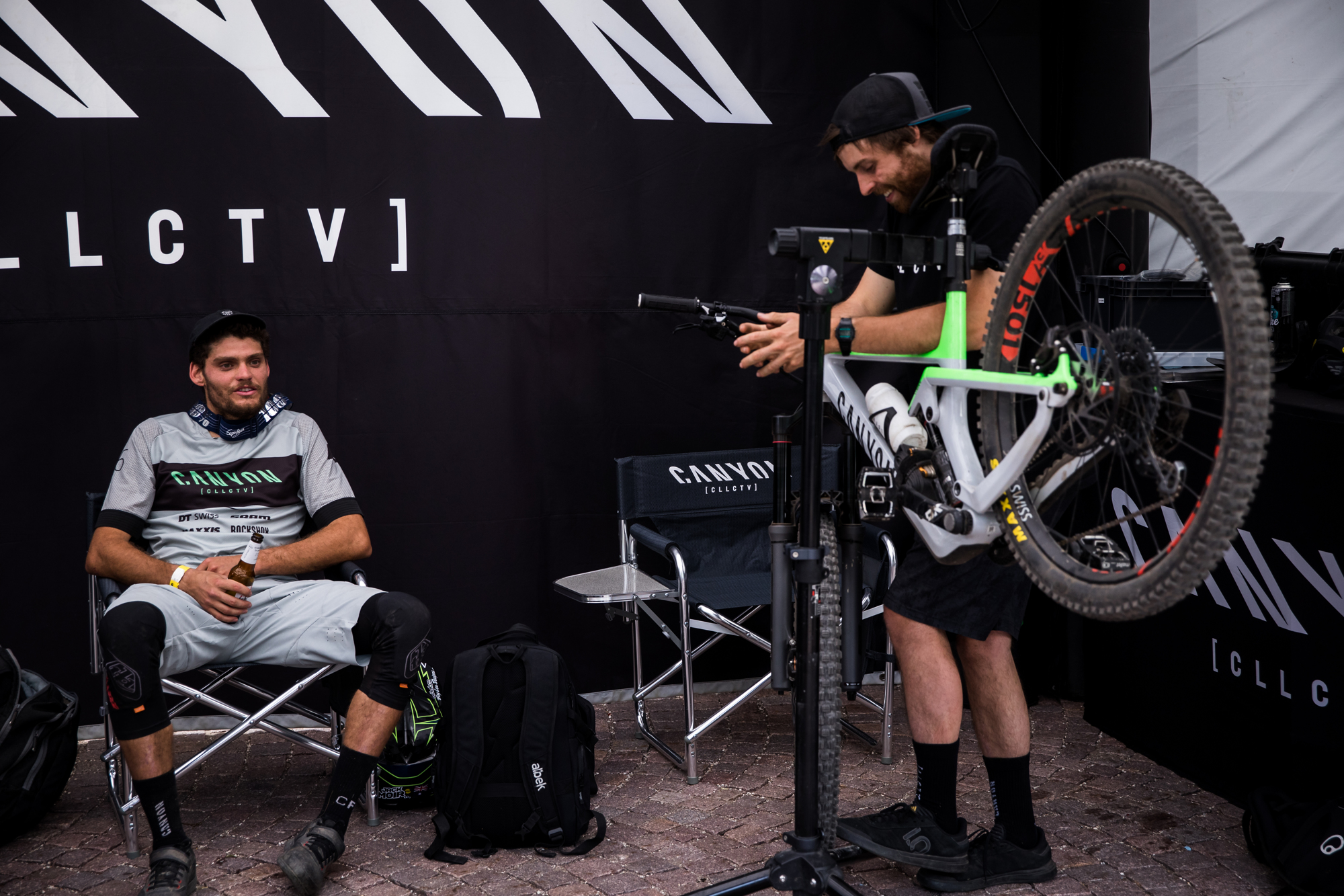Jack Moir relaxing in the pits