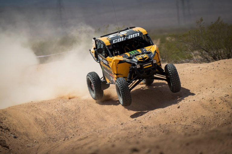 Dustin Jones blasting through the desert in his Can Am Maverick.