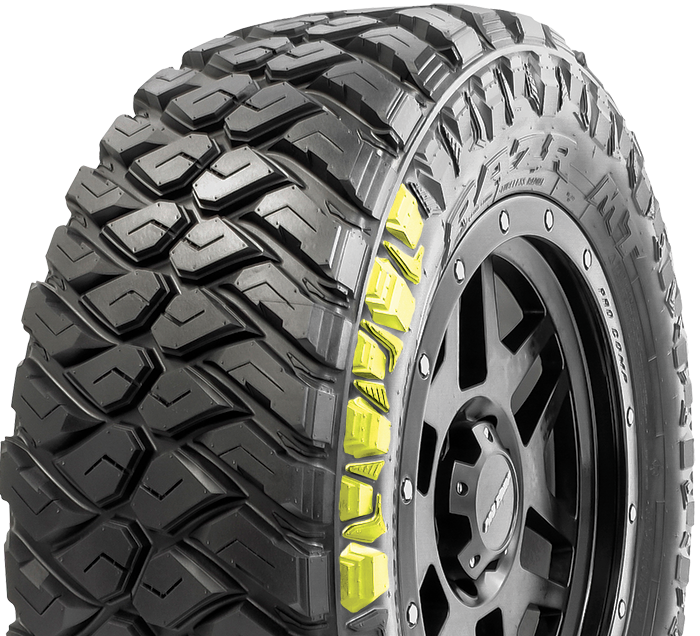 Maxxis RAZR MT tire with Innovative armor sidewall design maximizes sidewall traction and puncture resistance.