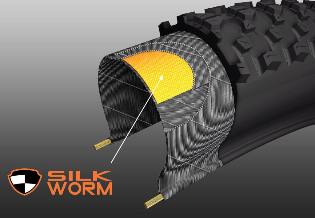 Diagram of Maxxis' bicycle tire Silkworm puncture protection