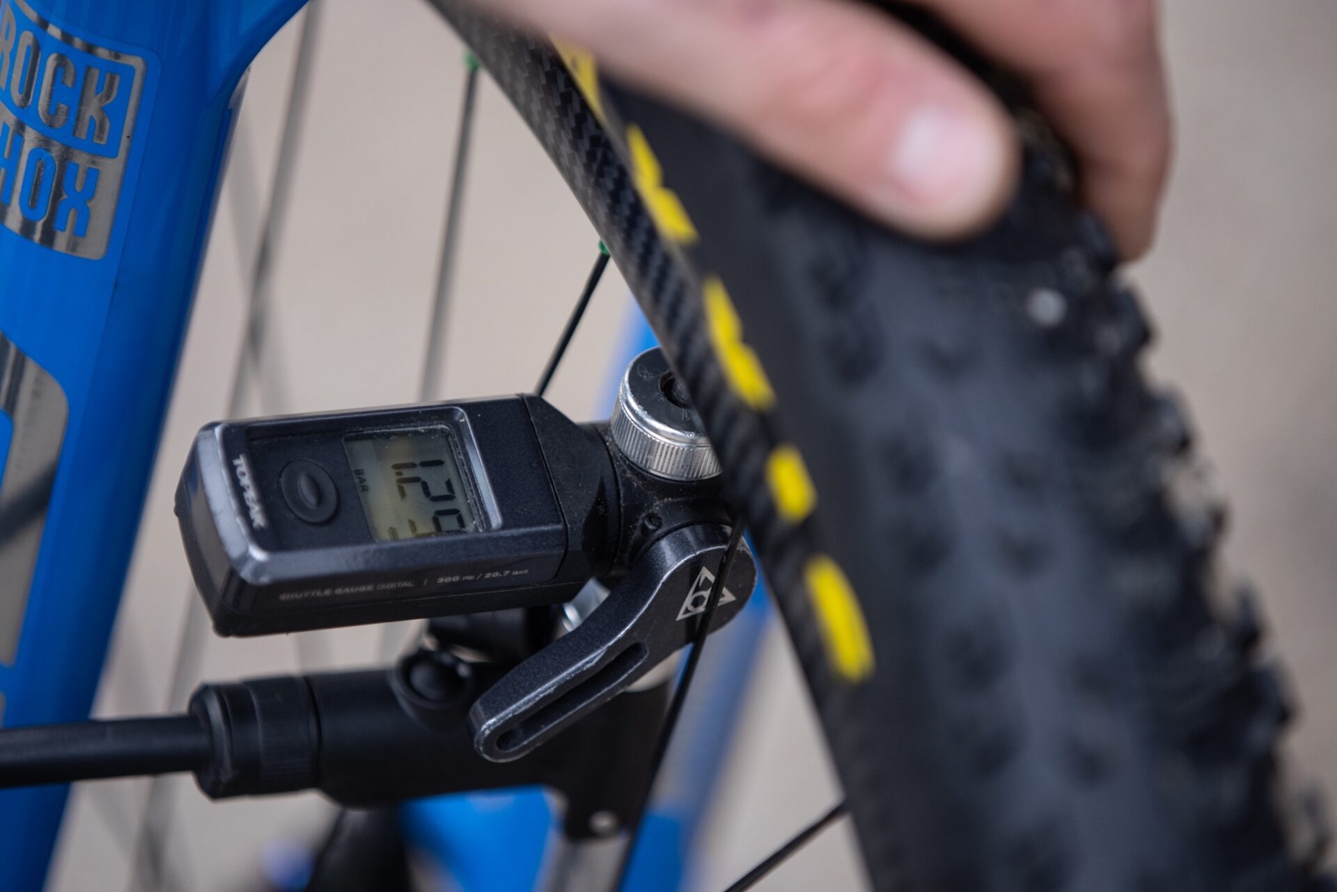 Shot of tire pressure gauge