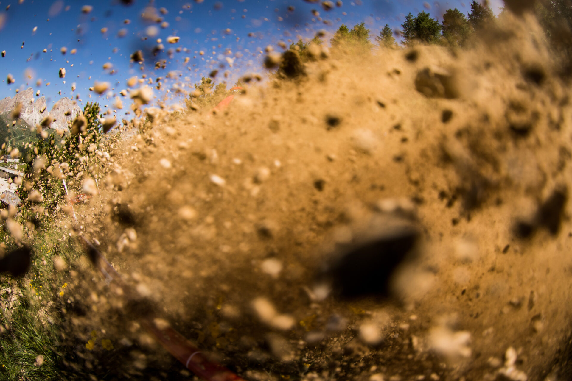 Image of dirt flung by rider