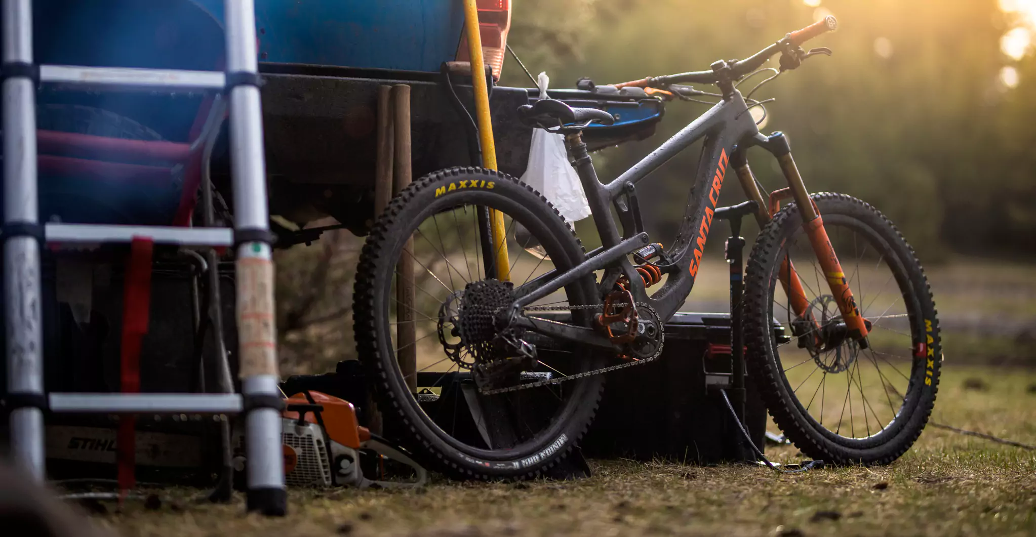 Santa Cruz bicycle with Maxxis tires.