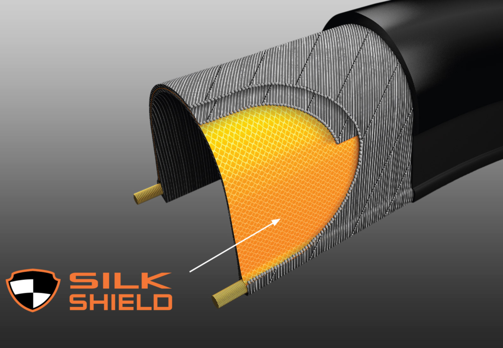 Diagram of Maxxis Silk Shield protection for bicycle tires.