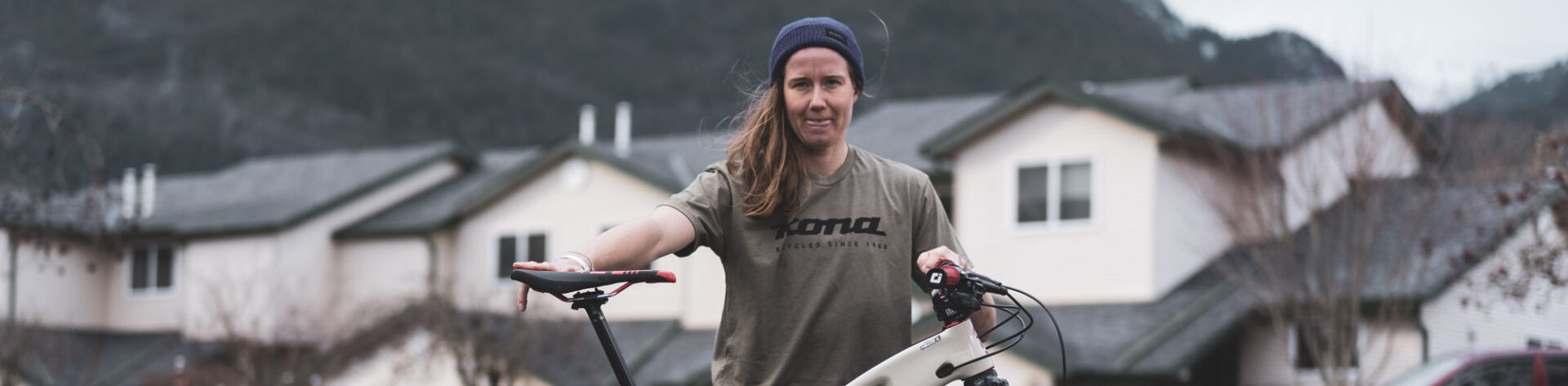 Miller holding her bike