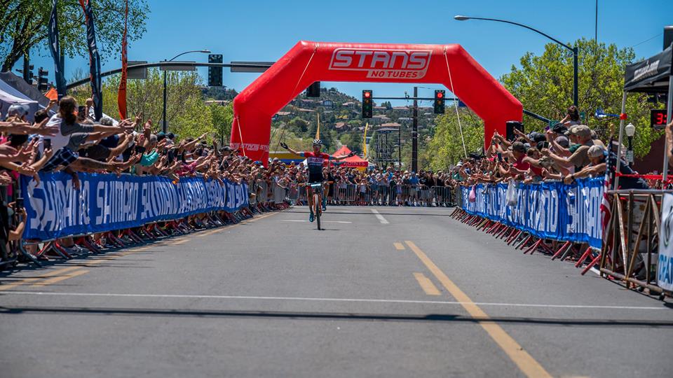 Xc racer finishing a race