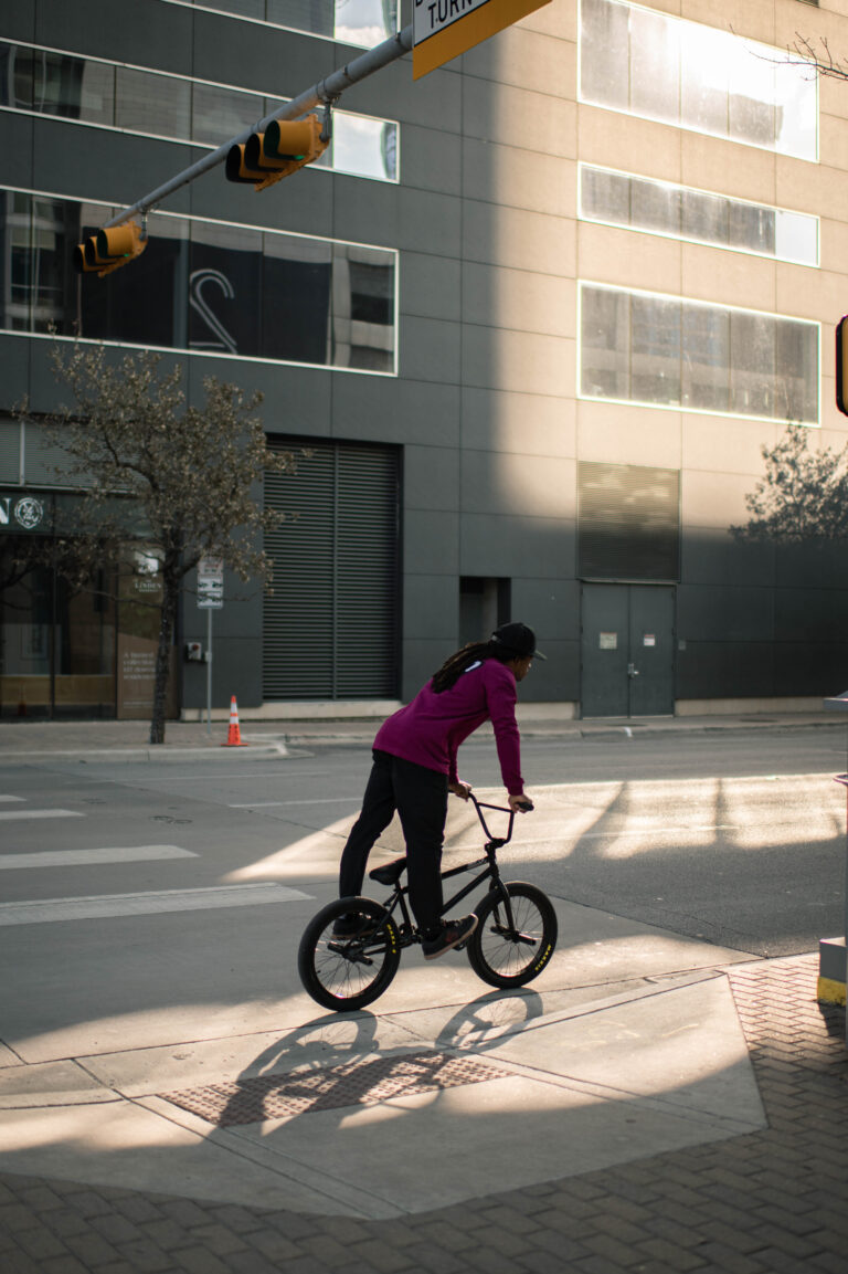 Simms cruising on his BMX bike