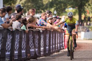 Kona rider high-fiving spectators