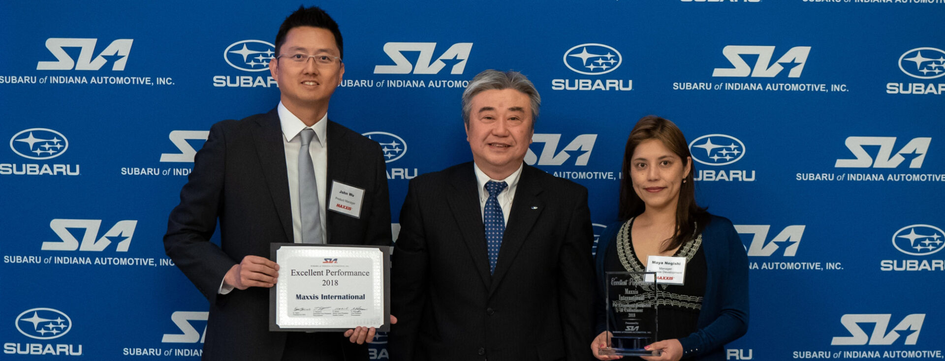 Maxxis receives Excellent Performance Supplier Award from Subaru of Indiana.