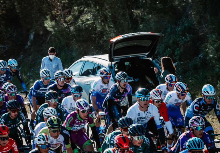 A group of bicycle racers