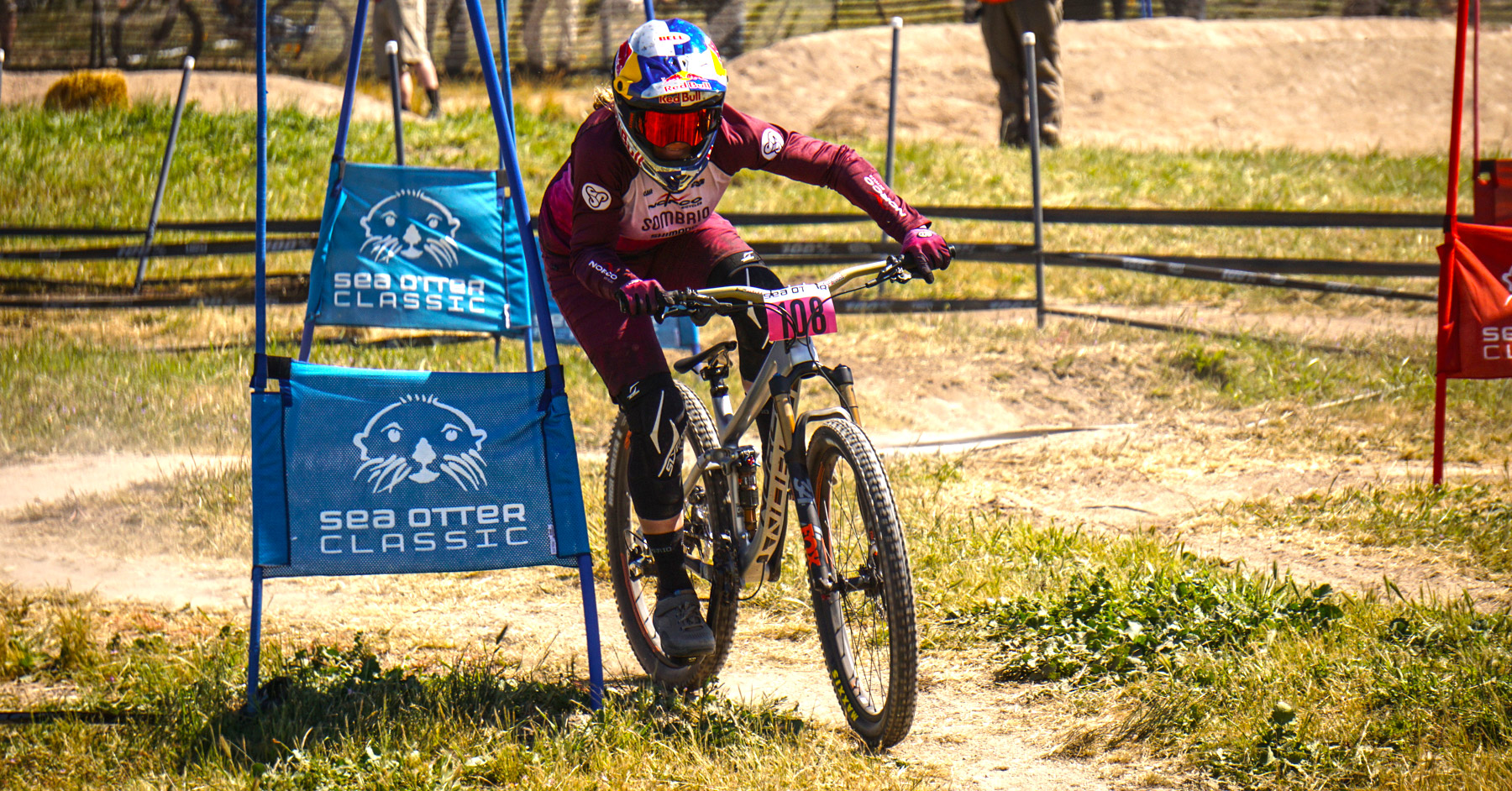 Jill rounding a dual slalom gate