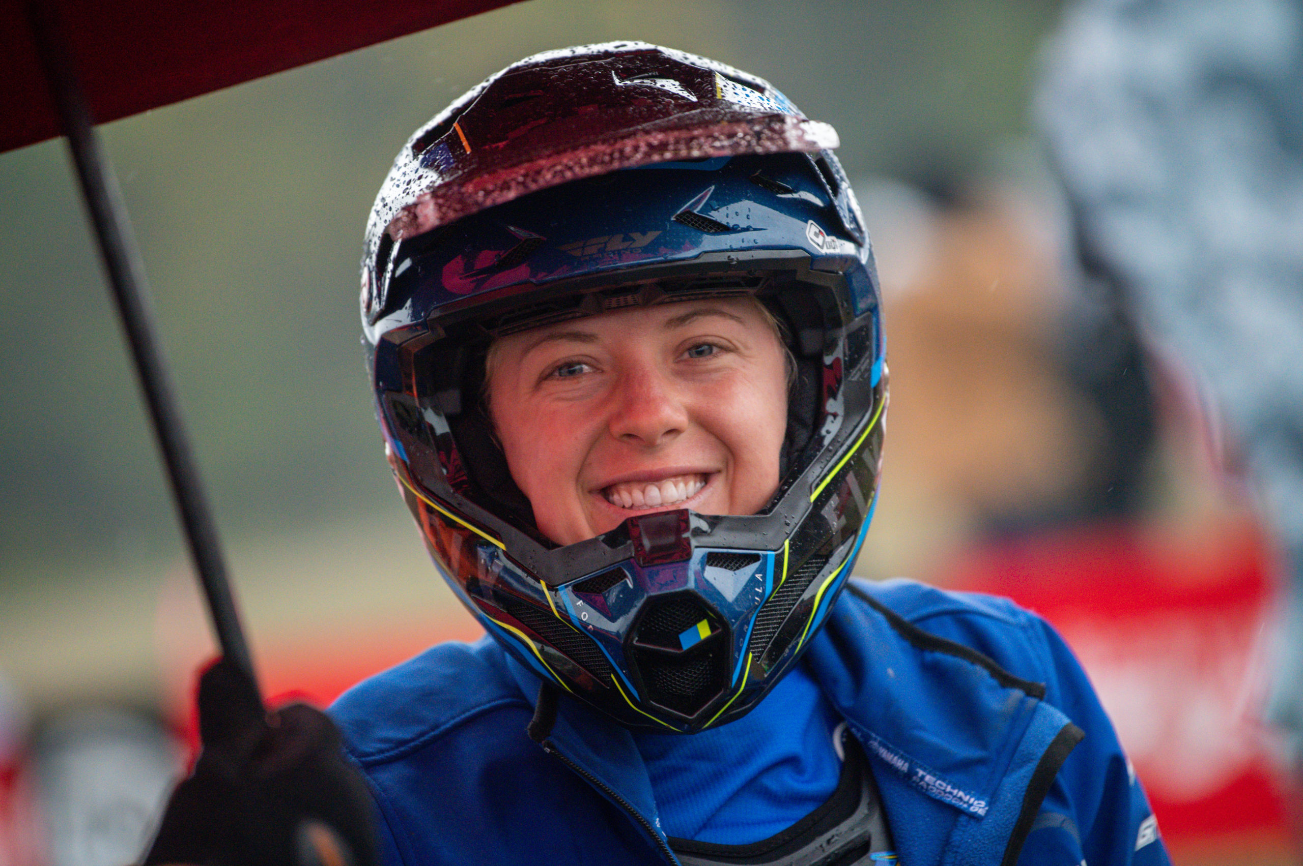 Becca Sheets sporting her pre smile at the Ironman MX GNCC.