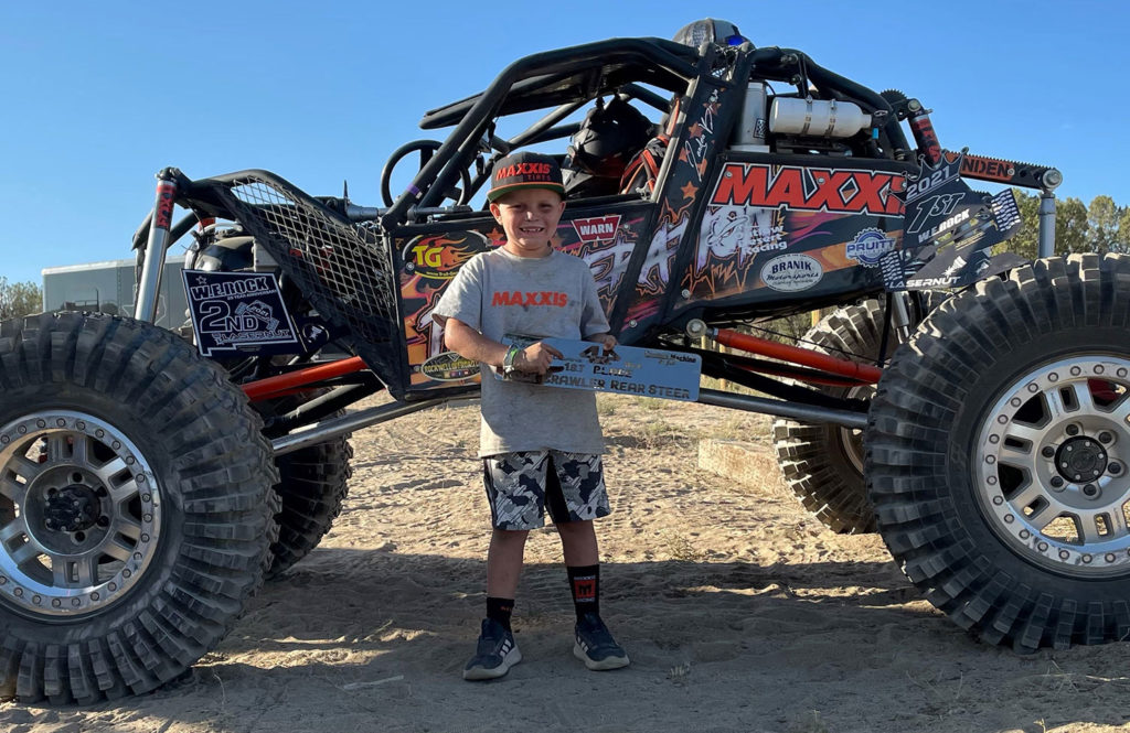 Landen Brown showing off his 1st place trophy