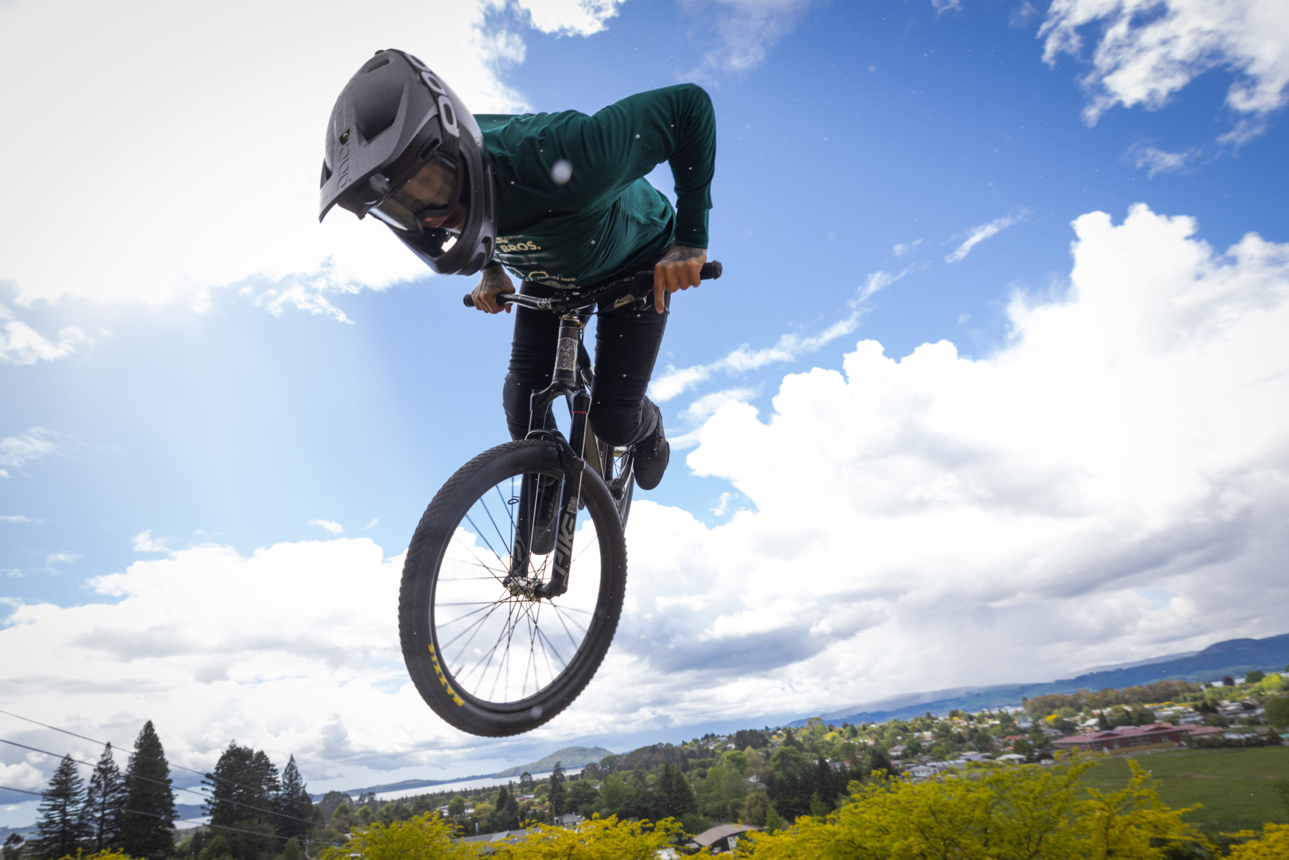 Slopestyle rider performing trick