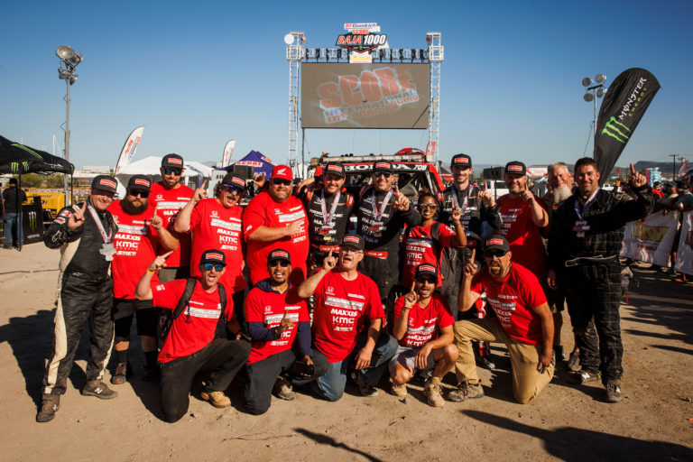 Team Honda Offroad posing after winning two classes at the Baja 1000