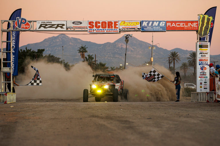 Honda Talon Crossing the finishline in winning fashion at the 2021 Baja 1000