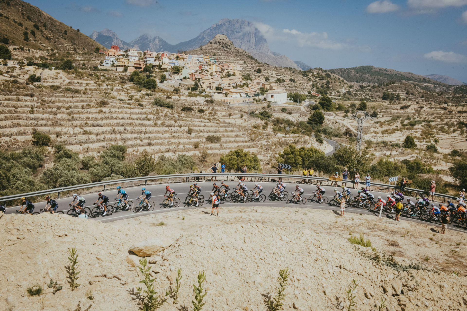 Riders going up a hill in the 2021 Vuelta a Espana