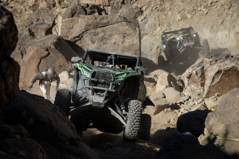 Jeremy McGrath working his way through a tricky rock section in his SxS at KOH