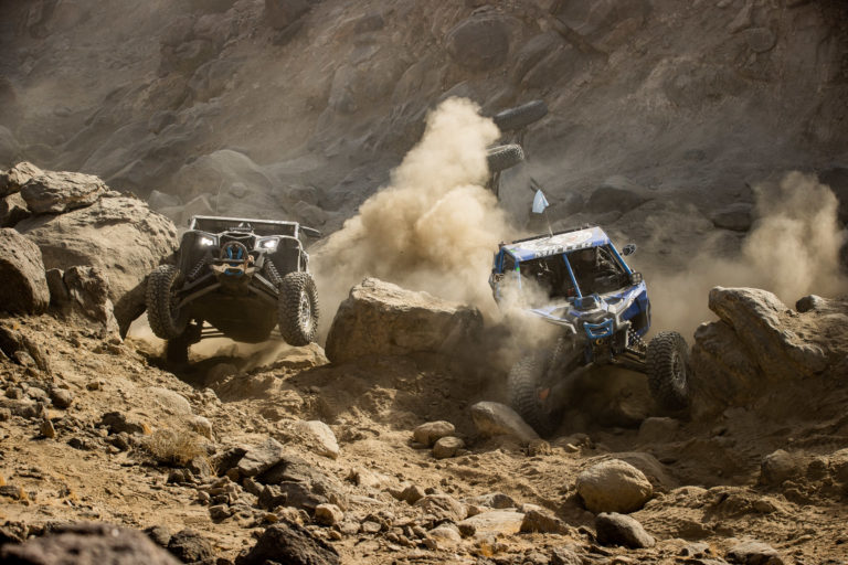 Two SxS battling through the rocks literally almost side by side