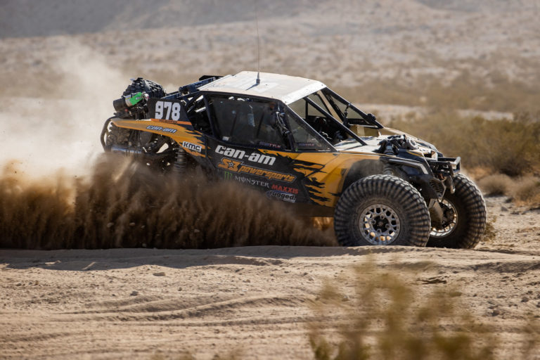 Dustin Jones railing a sand berm in Johnsonvalley at KOH