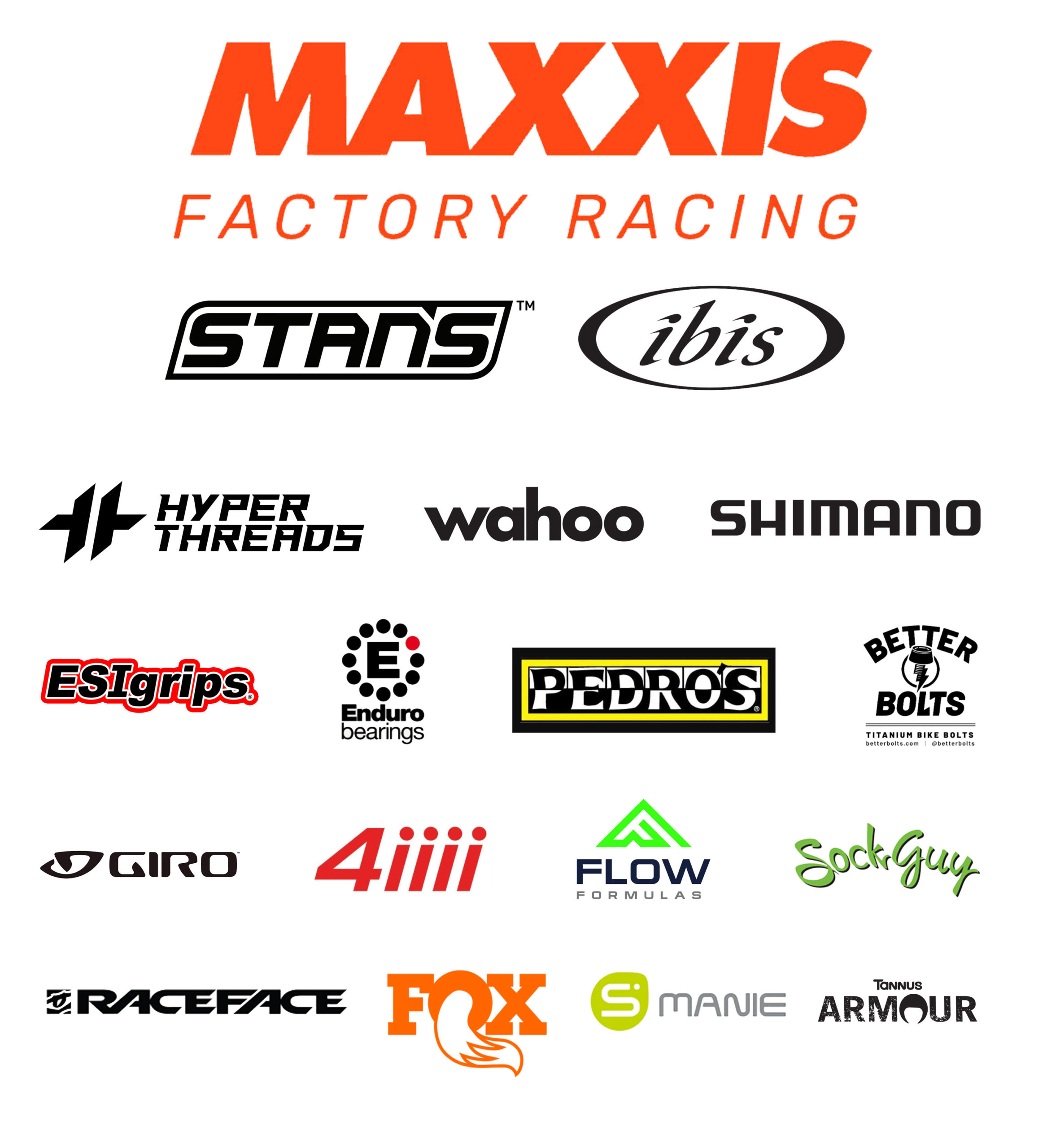 Maxxis Factory Racing sponsors list