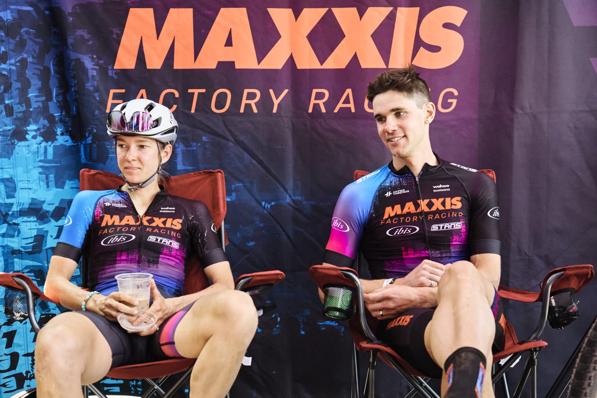 Haley and Andrew hanging out in the Maxxis Factory Racing pits