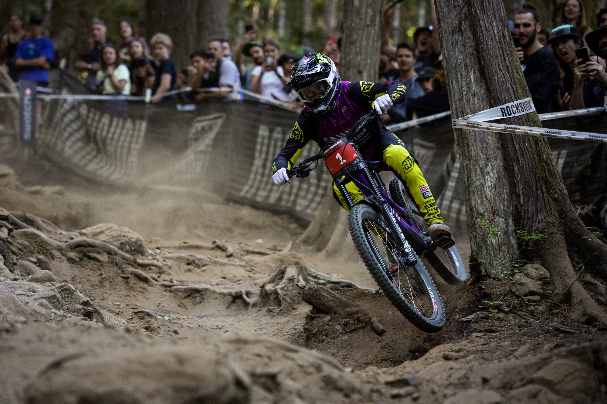 Troy Brosnan ripping down the Crankworx Whistler DH course
