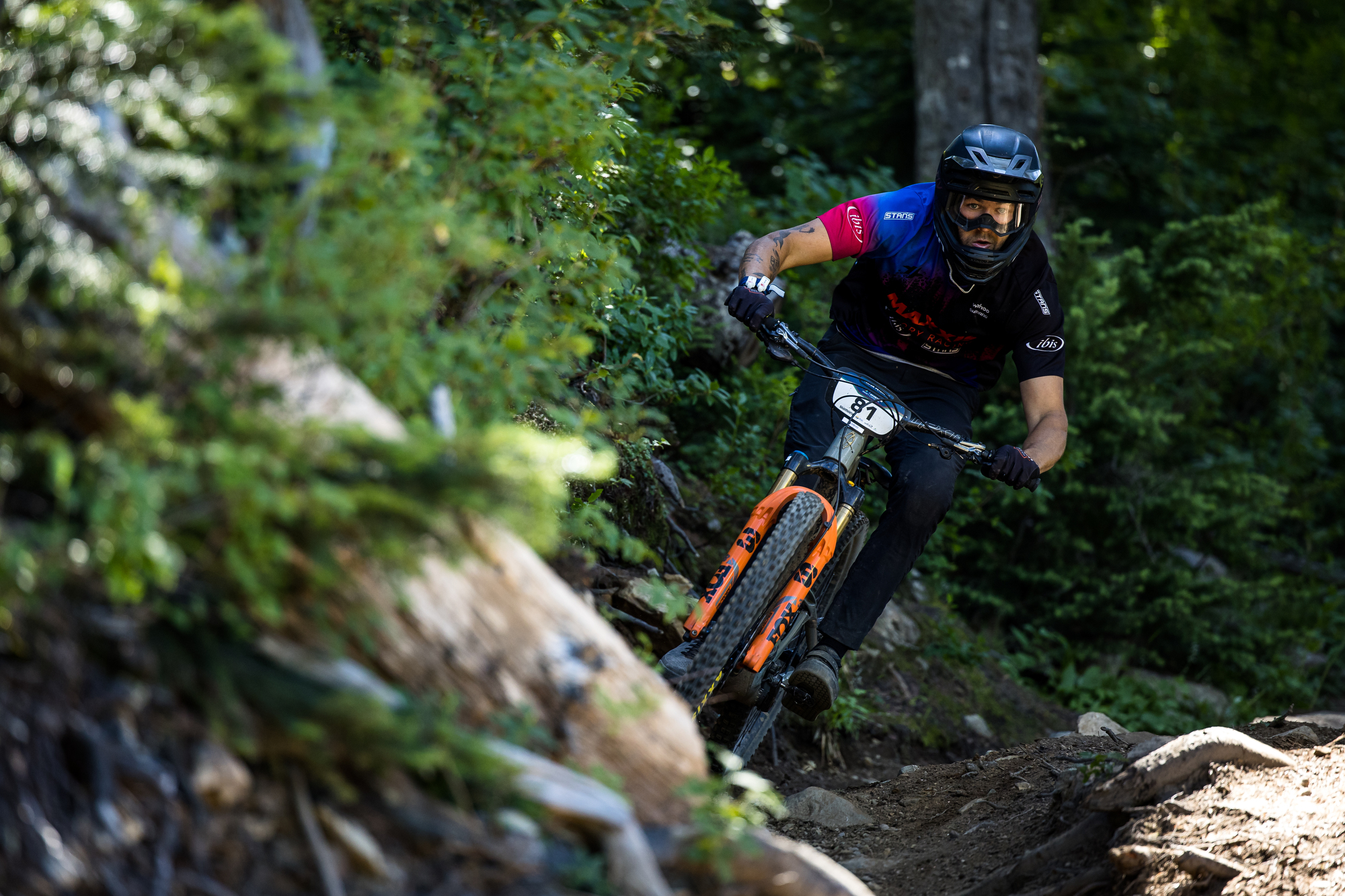 Colton Peterson rallying at EWS Whistler