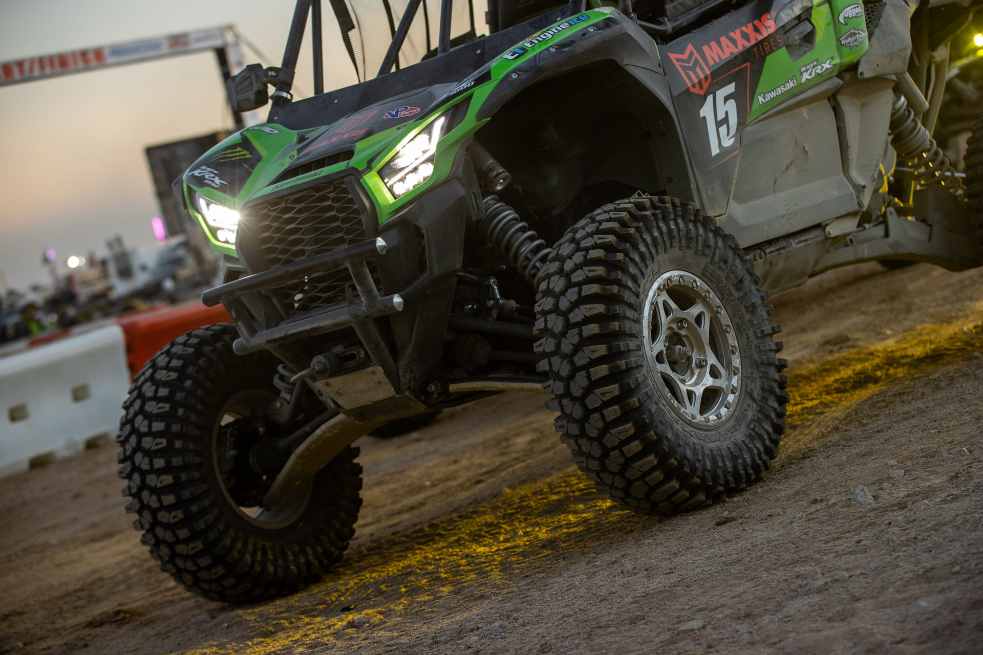 Close up of Side by Side vehicle on Maxxis Roxxilla tires