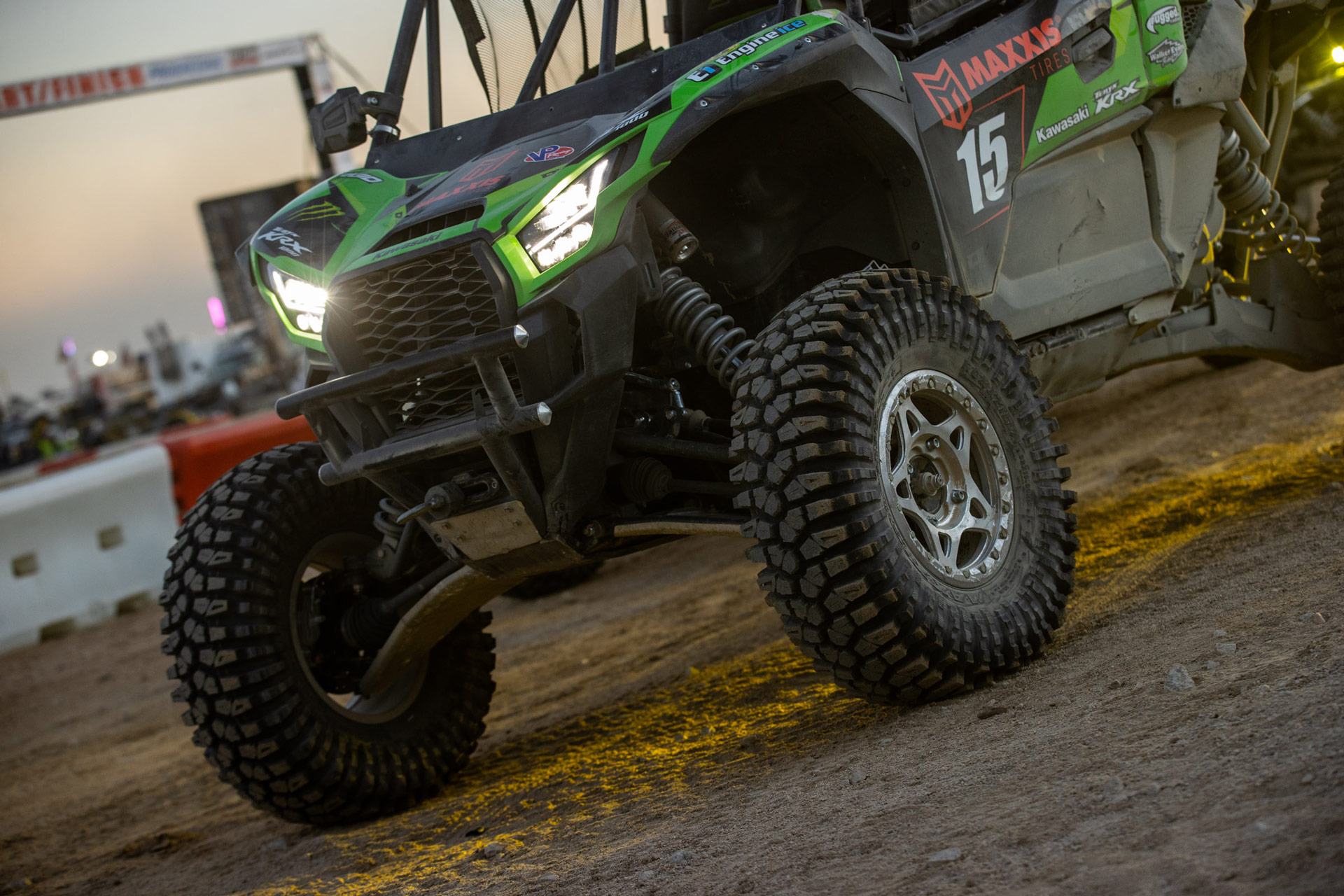 Close up of Side by Side vehicle on Maxxis Roxxilla tires