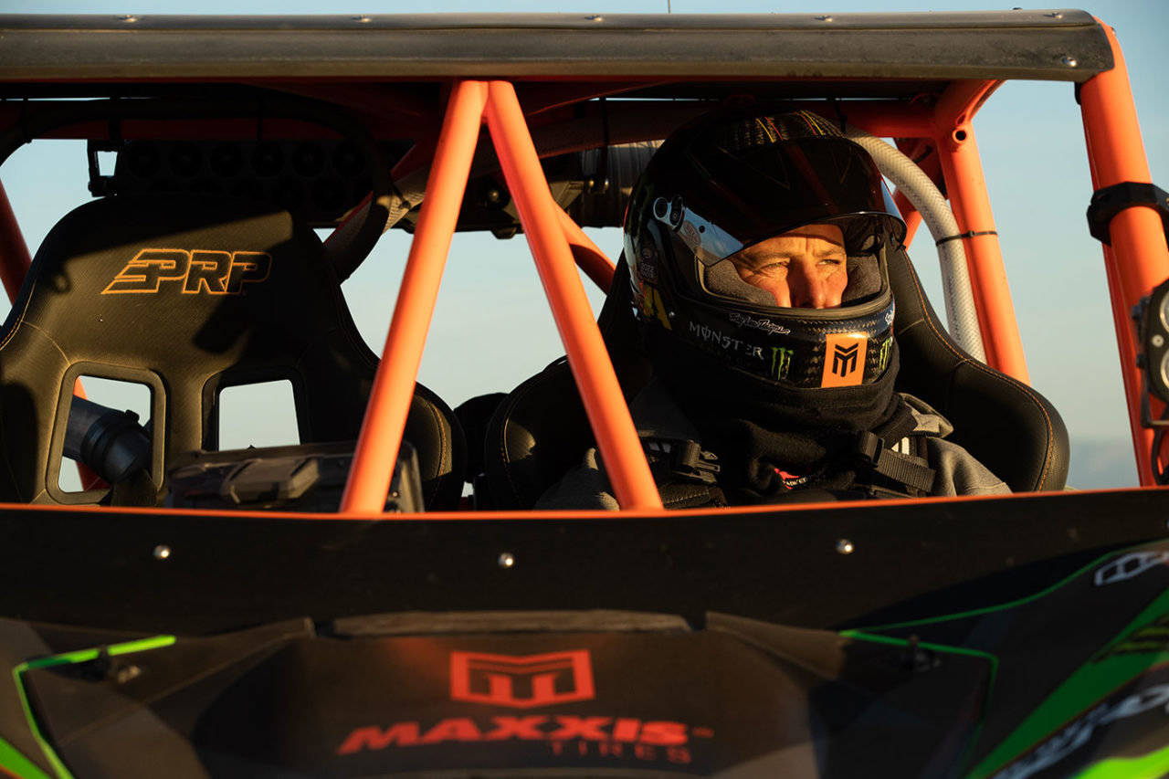 SxS racer Jeremy McGrath looking into the sun